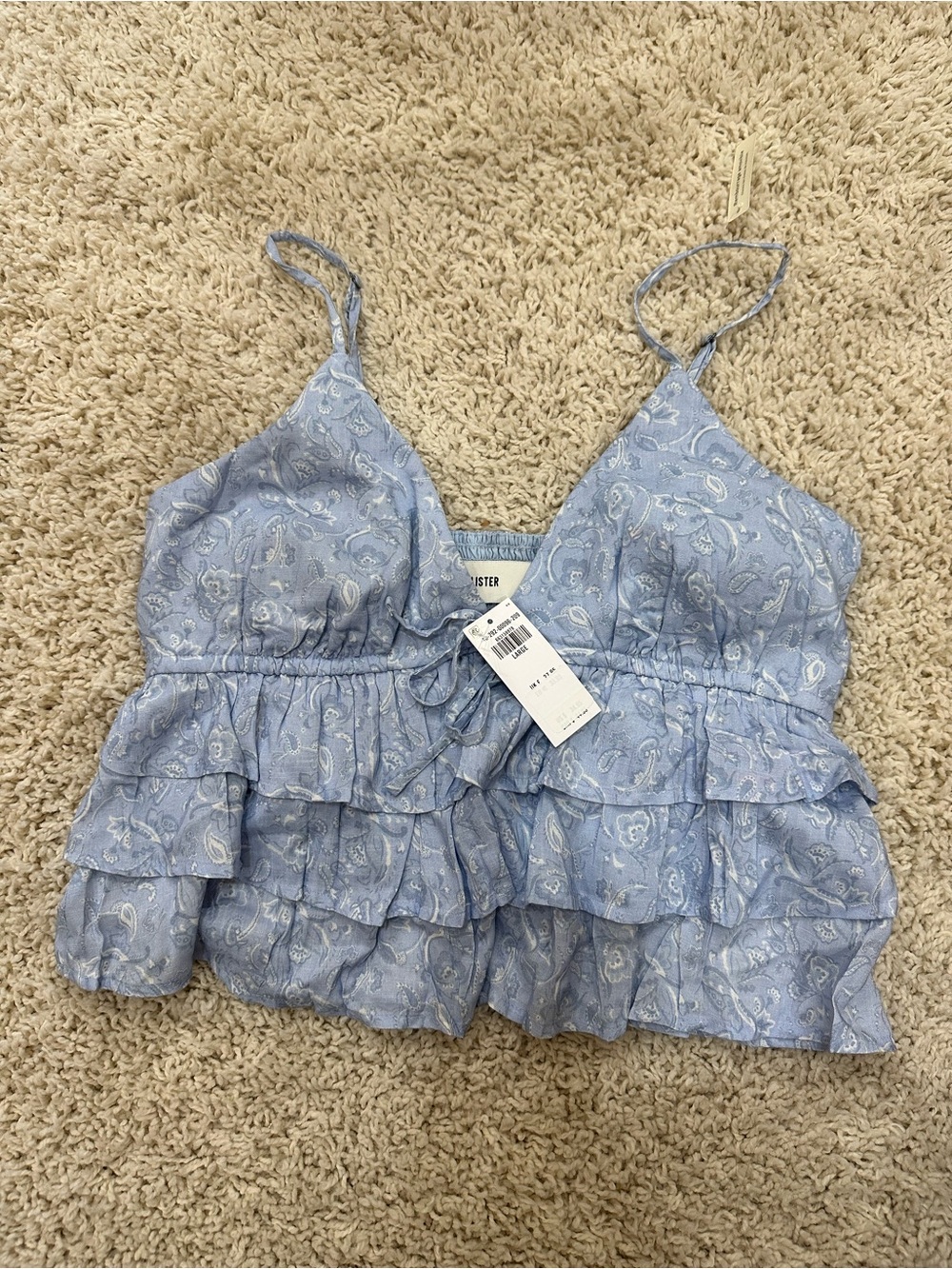 Hollister Light Blue Paisley Ruffle Camisole